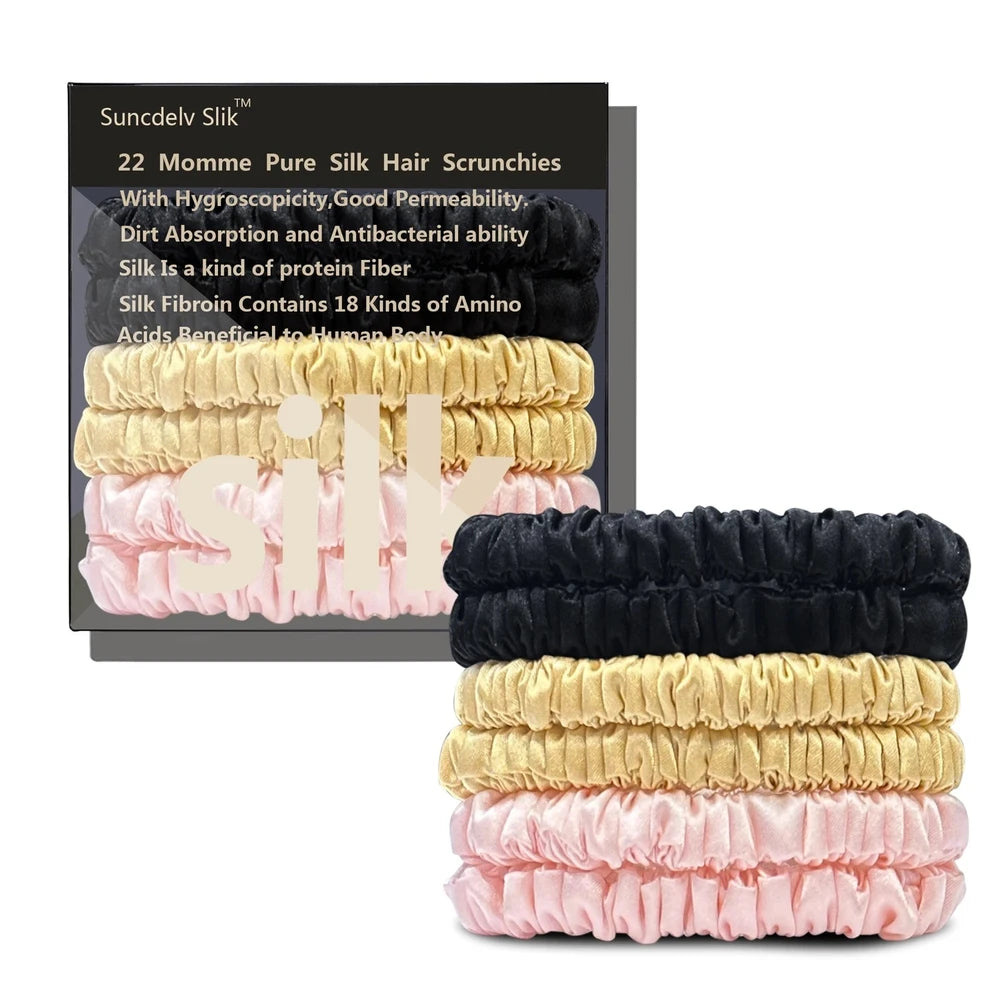 Pure Silk Hair Scrunchie Set