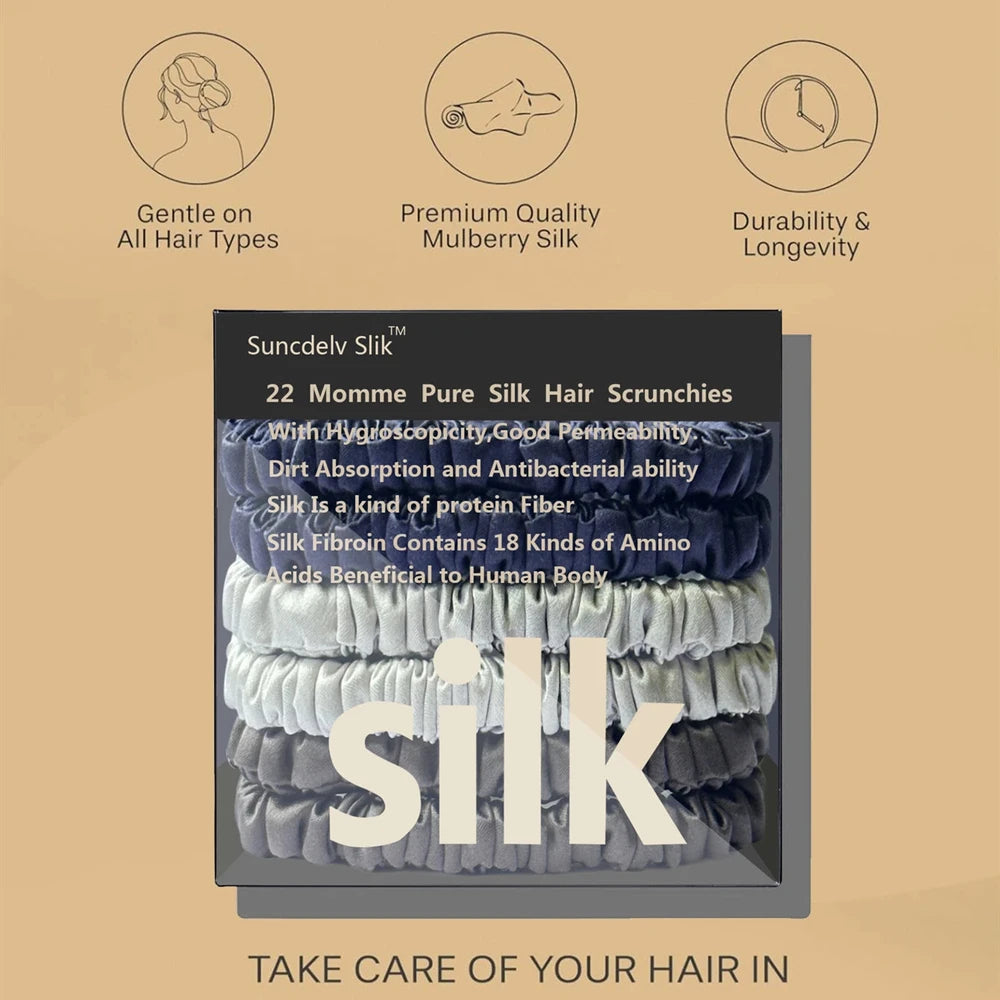 Pure Silk Hair Scrunchie Set