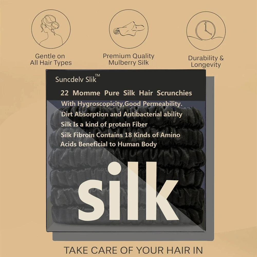 Pure Silk Hair Scrunchie Set