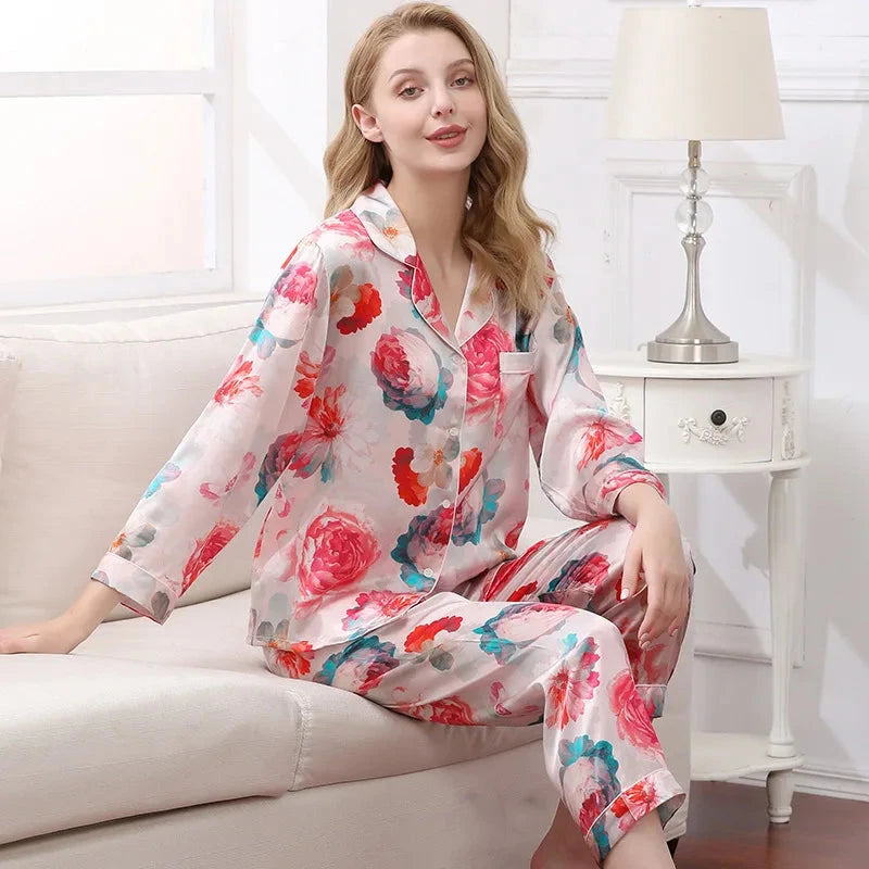 Printed Silk Pajama Set