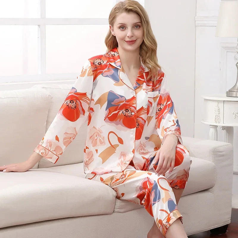 Silk Print Pajama Set