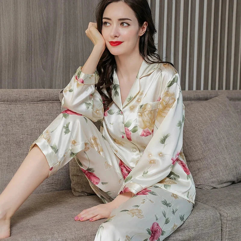 Silk Print Pajama Set