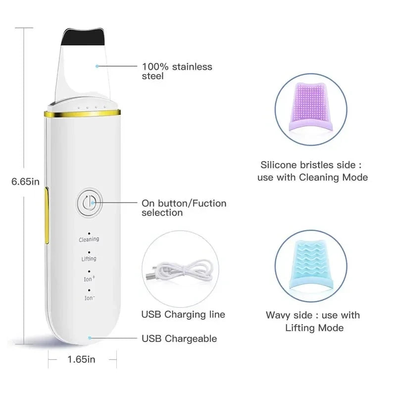 Ultrasonic Skin Scrubber Face Spatula