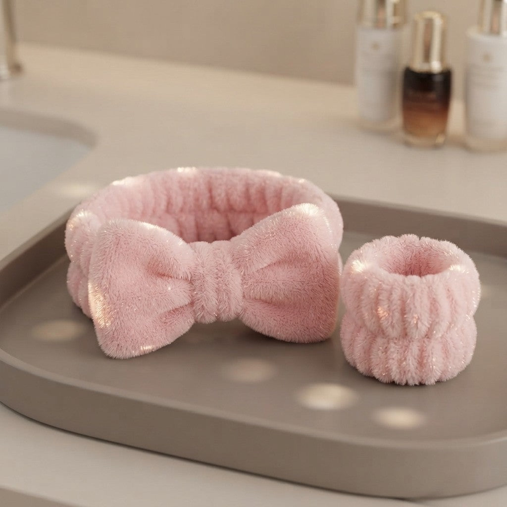 Cotton Spa Headband & Wristband Set