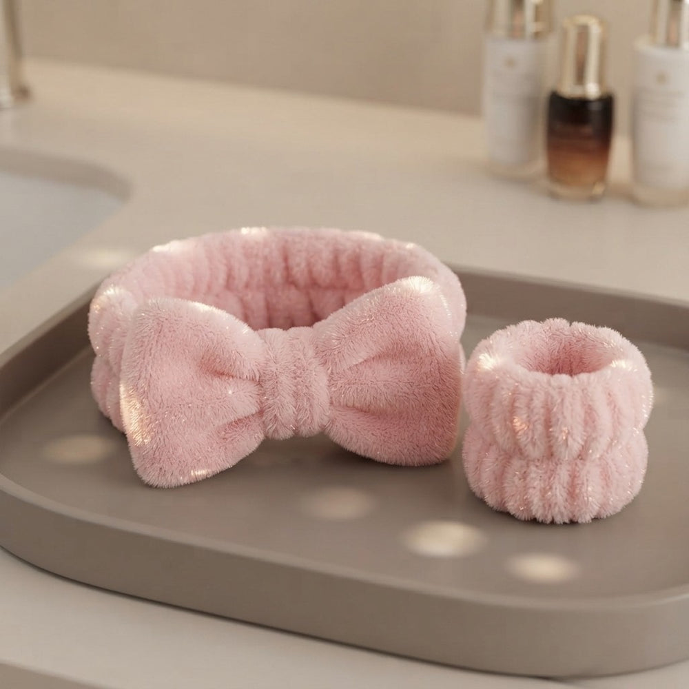 Cotton Spa Headband Wristband Set