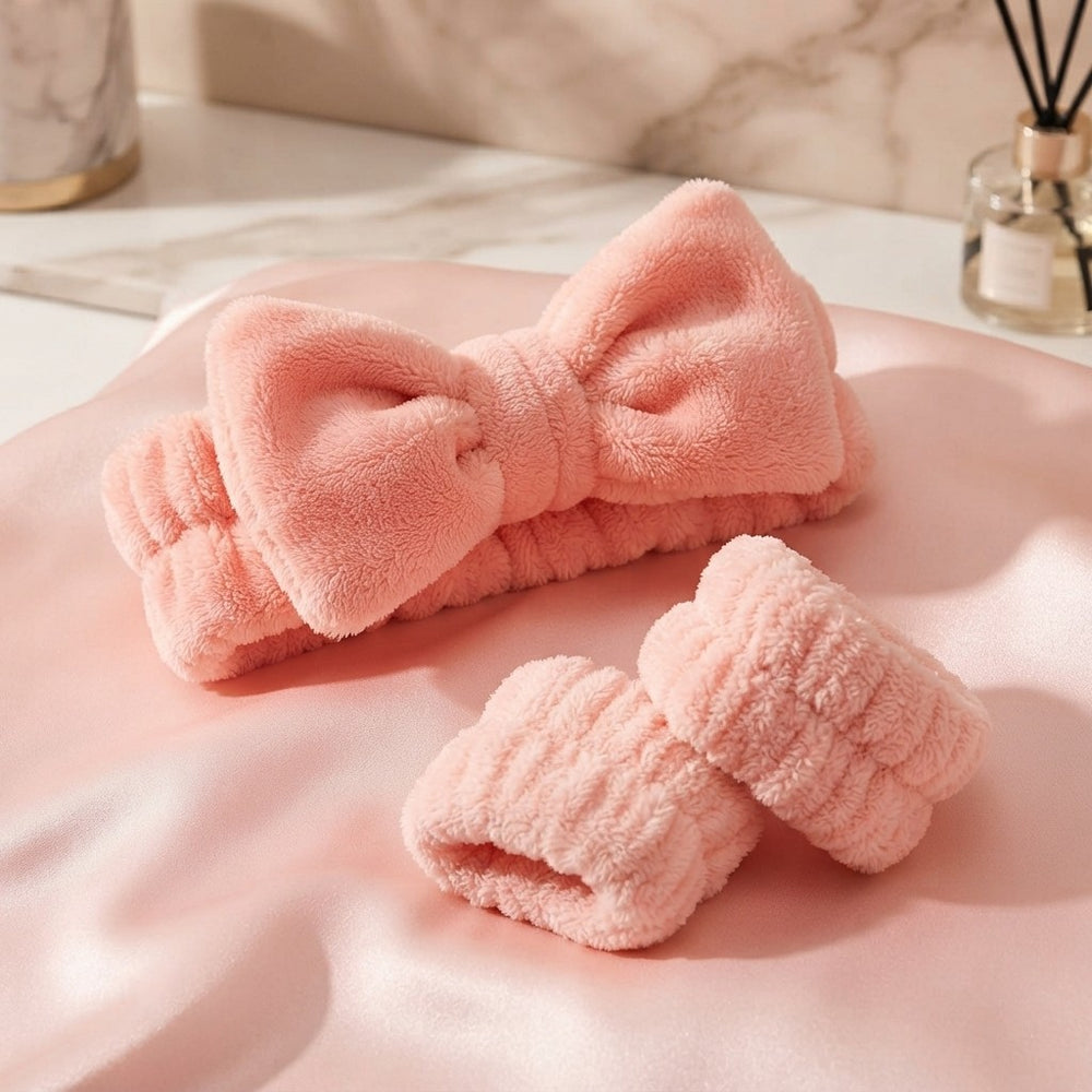 Cotton Spa Headband Wristband Set