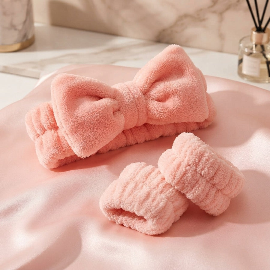 Cotton Spa Headband Wristband Set