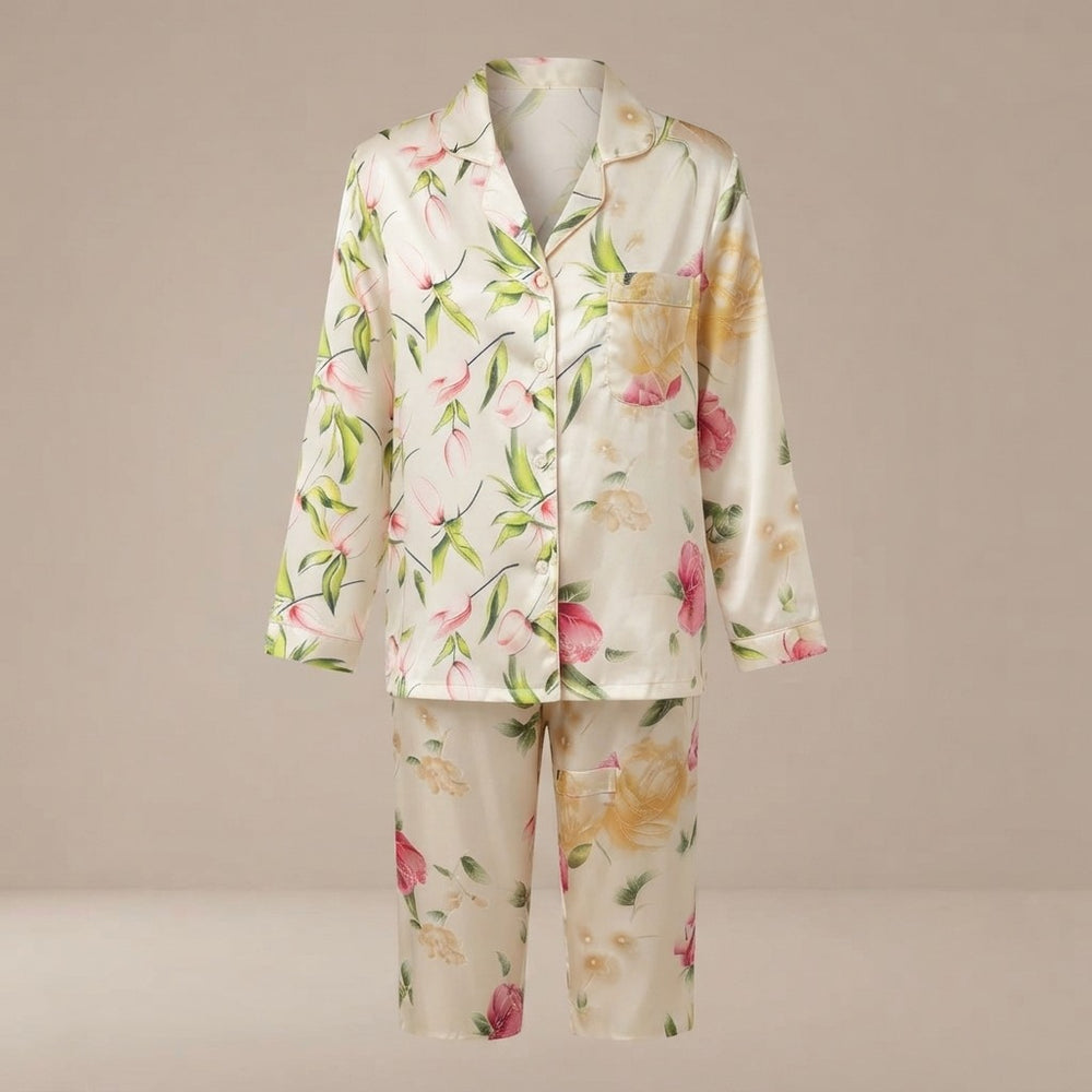 Printed Silk Pajama Set