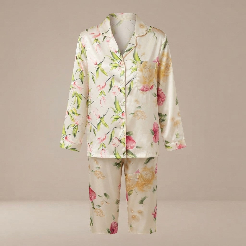 Printed Silk Pajama Set